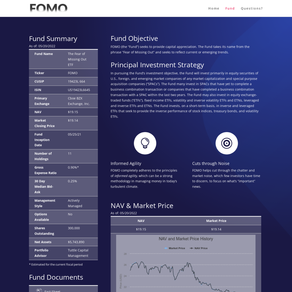 The FOMO (Fear Of Missing Out) ETF Fund Summary Website