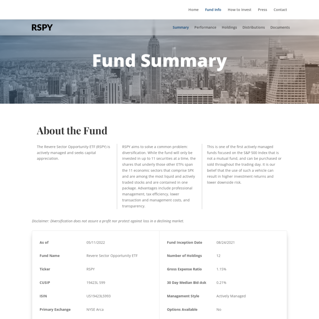 Revere Sector Opportunity ETF Fund Summary Website